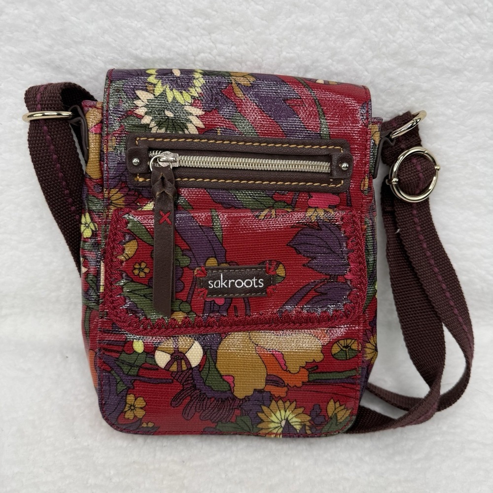 SAKROOTS Coated Crossbody Small Purse Side Shoulder Bag Floral Multicolor Purse